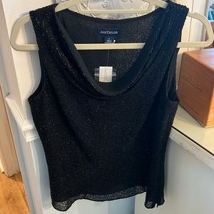 Ann Taylor draped neck beaded sleeveless top NWT